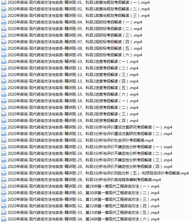 2020咨询工程师考试实务精讲视频网课目录(1)