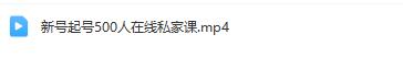 新号起号500人在线私家课程，帮您