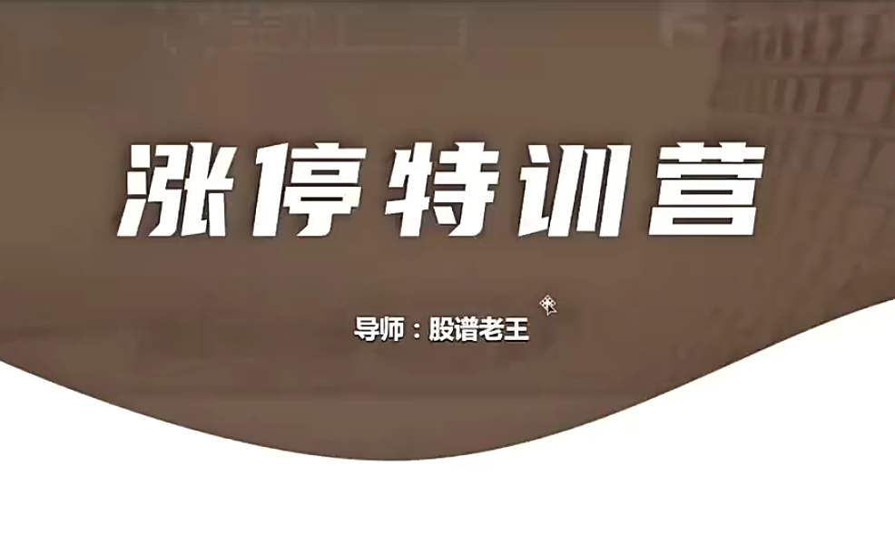 【股谱老王】王建涨停特训营全套