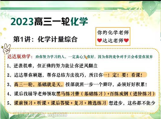 胡惠达化学2024高三高考化学暑假班网课A+