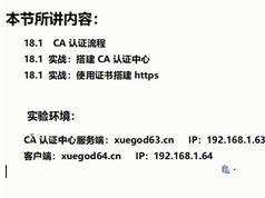 CA认证流程与服务搭建实战视频教程学习下载
